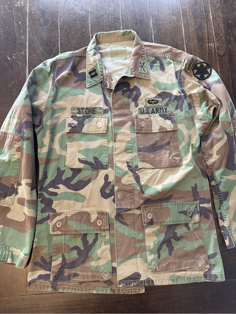 US Army Woodland BDU Jacket Small Reg Captain Ranger Airborne 25th Infantry
